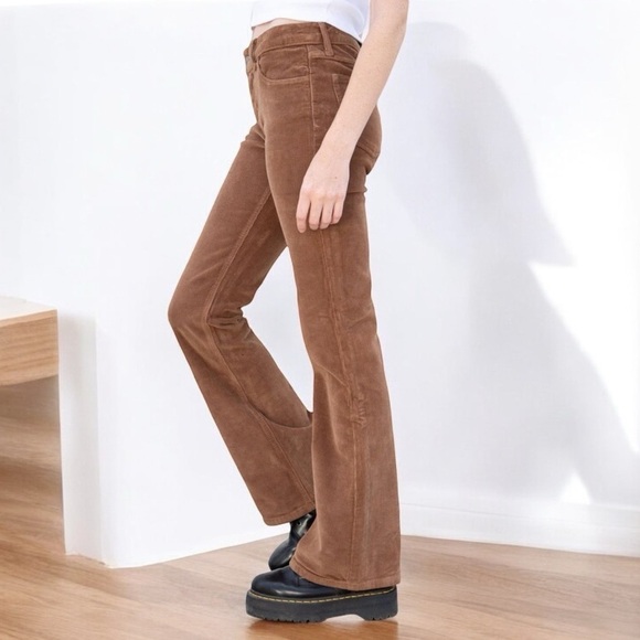 Vintage Corduroy LOW RISE FLARE LEG Pants Size 14 Brown Grunge Hippie Gorpcore - Picture 10 of 10